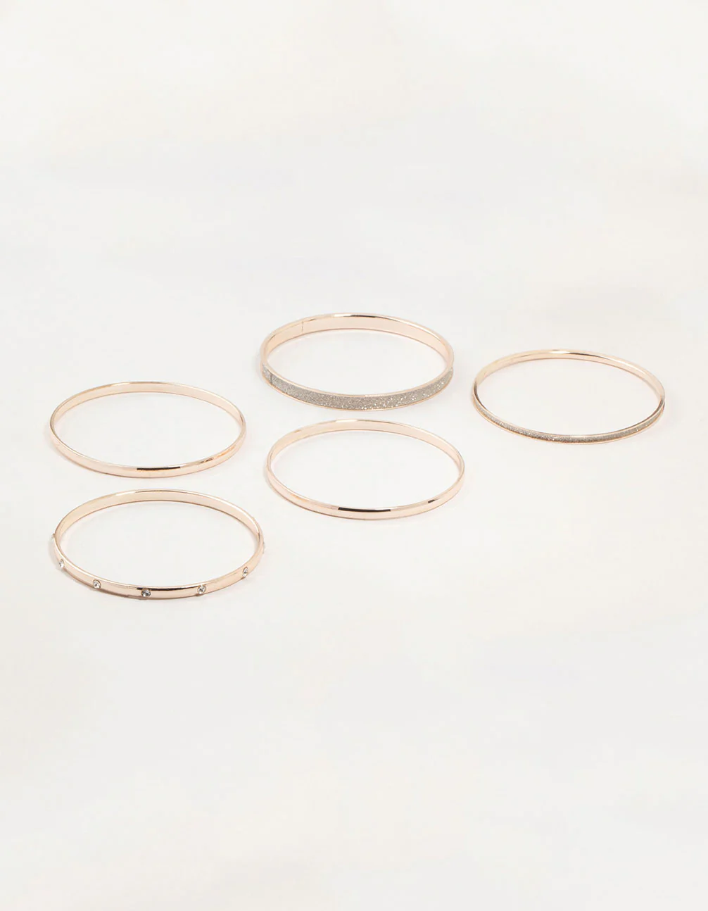 Rose Gold Glitter Paper & Diamante Bangles 5-Pack