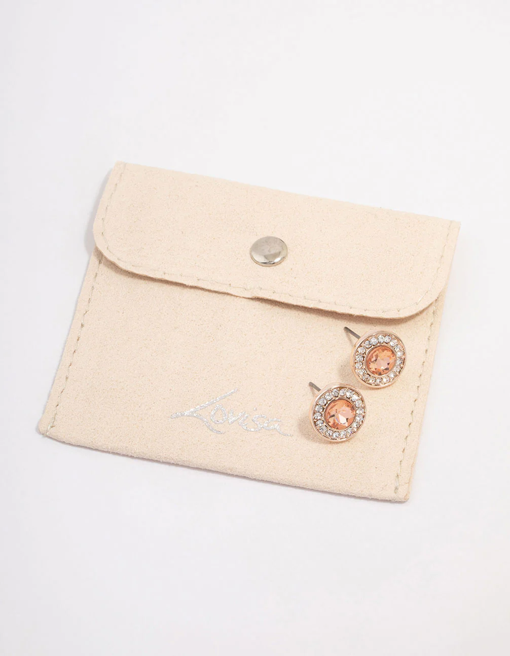 Rose Gold Halo Diamante Stud Earrings - Image 2