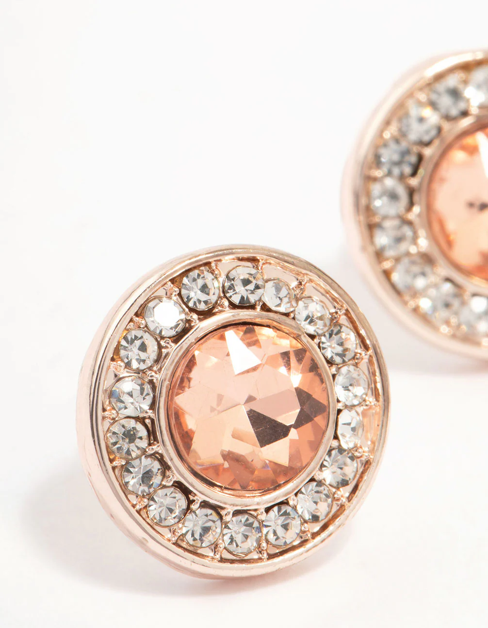 Rose Gold Halo Diamante Stud Earrings - Image 3