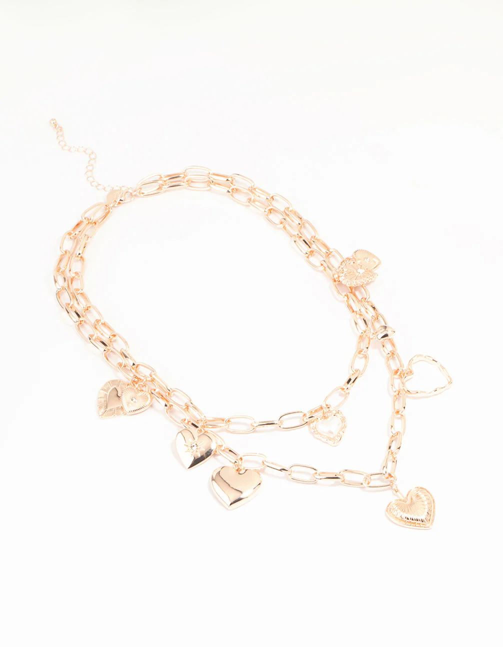 Rose Gold Heart Charm Layered Necklace - Image 2