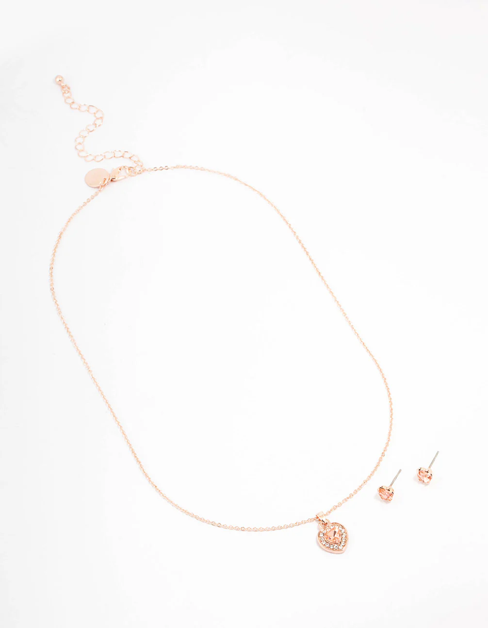 Rose Gold Heart Diamante Halo Jewellery Set - Image 3