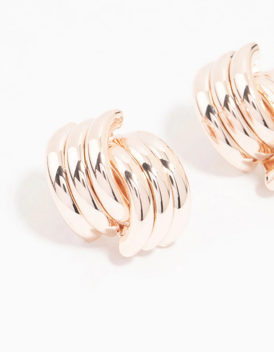 Rose Gold Plated Knotted Stud Earrings - Image 2
