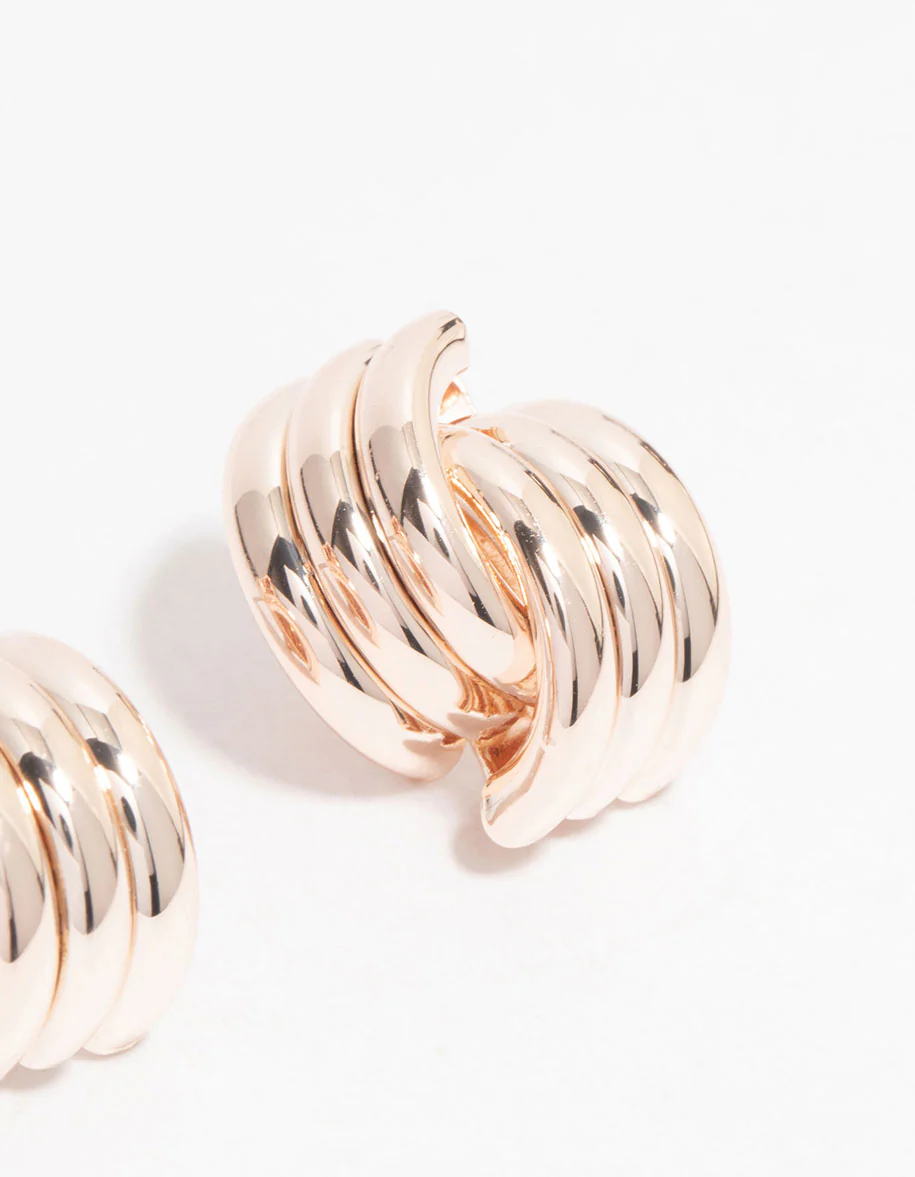 Rose Gold Plated Knotted Stud Earrings - Image 3