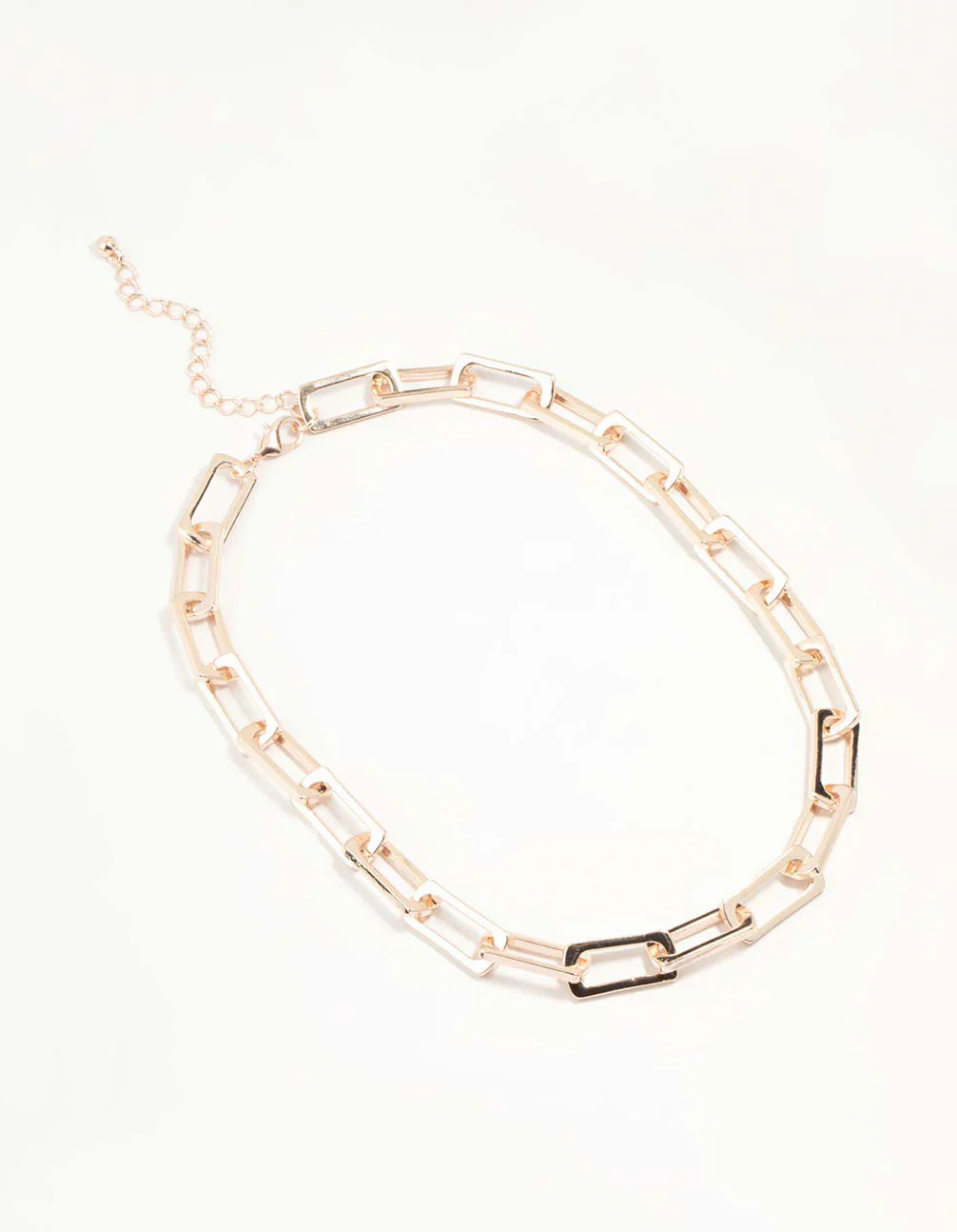 Rose Gold Large Rectangular Link Chain Necklace - Image 4