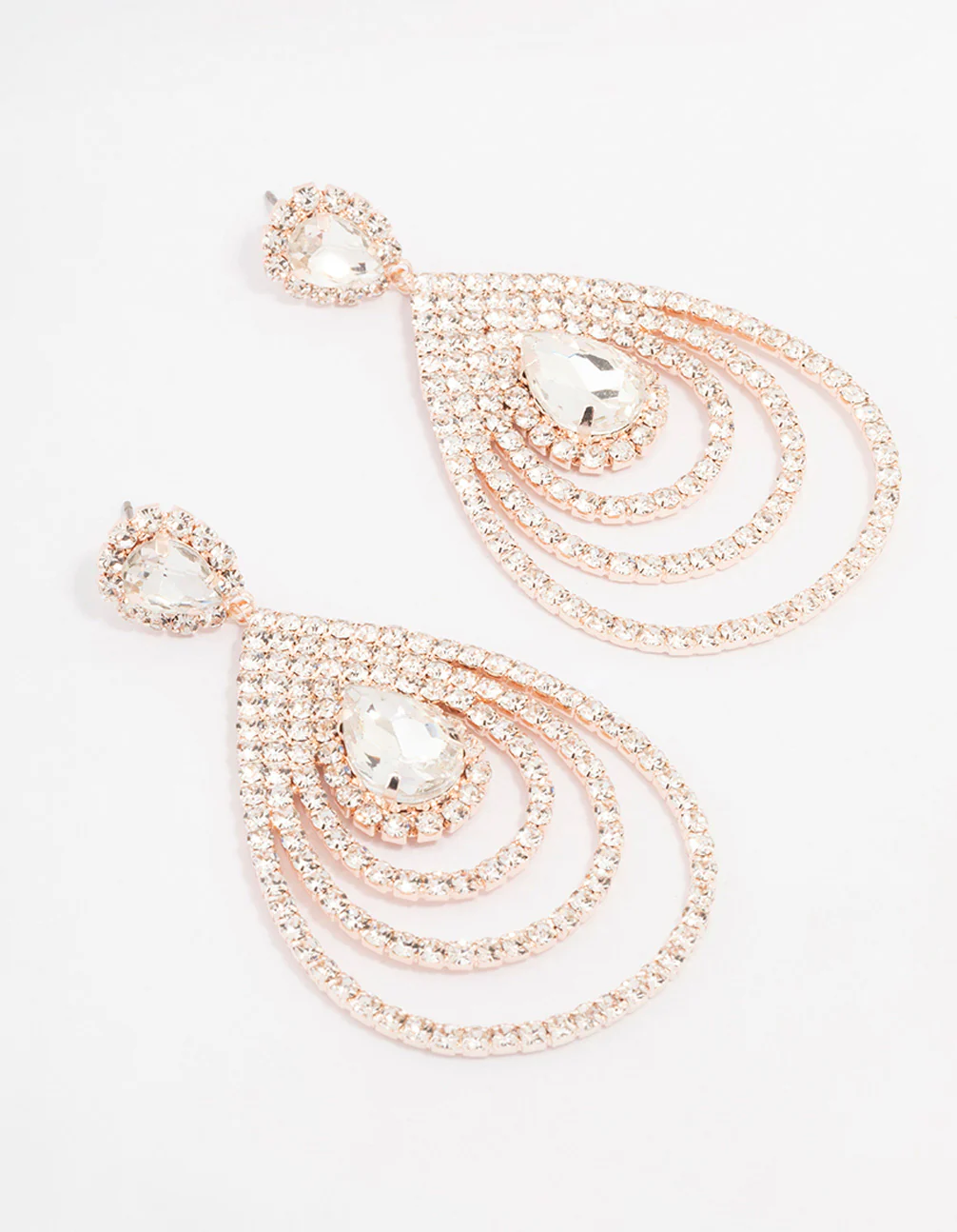 Rose Gold Layered Pear Drop Earrings