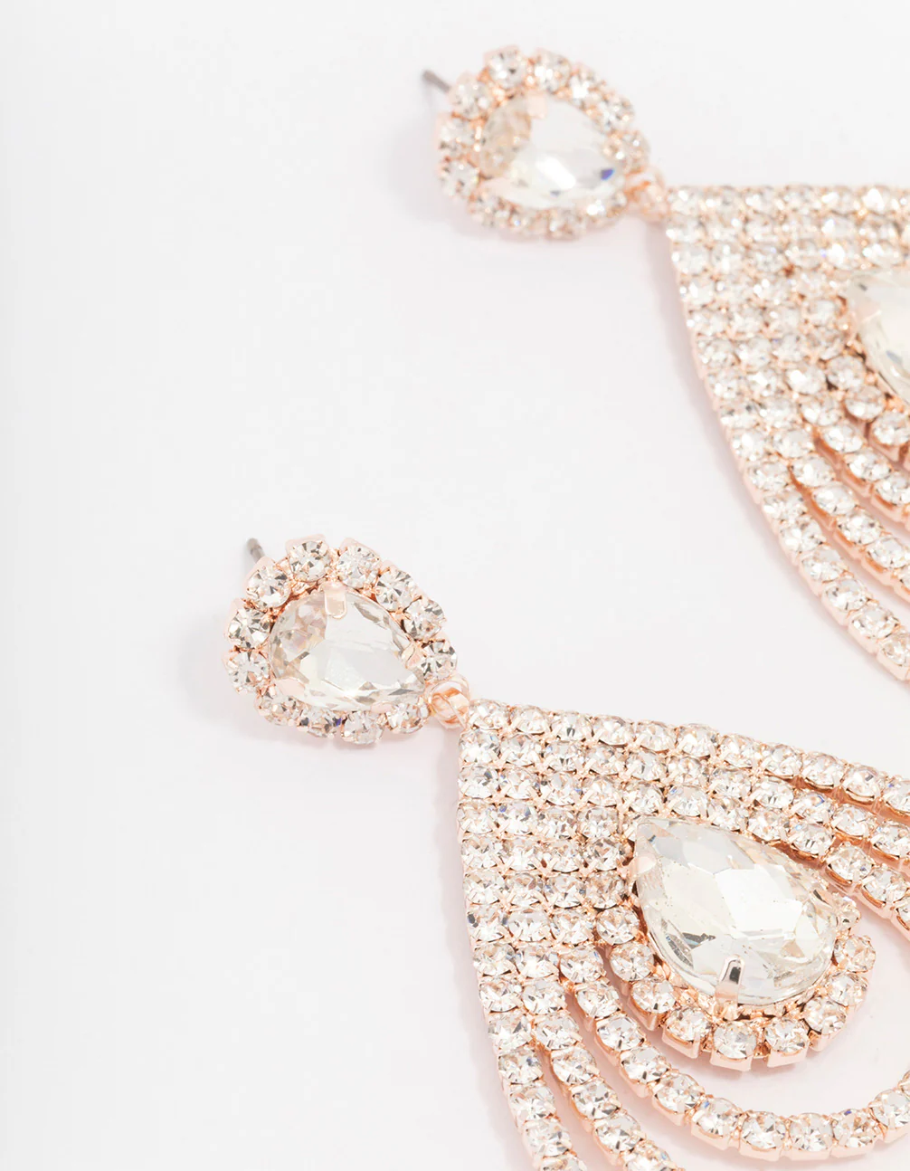 Rose Gold Layered Pear Drop Earrings - Image 2