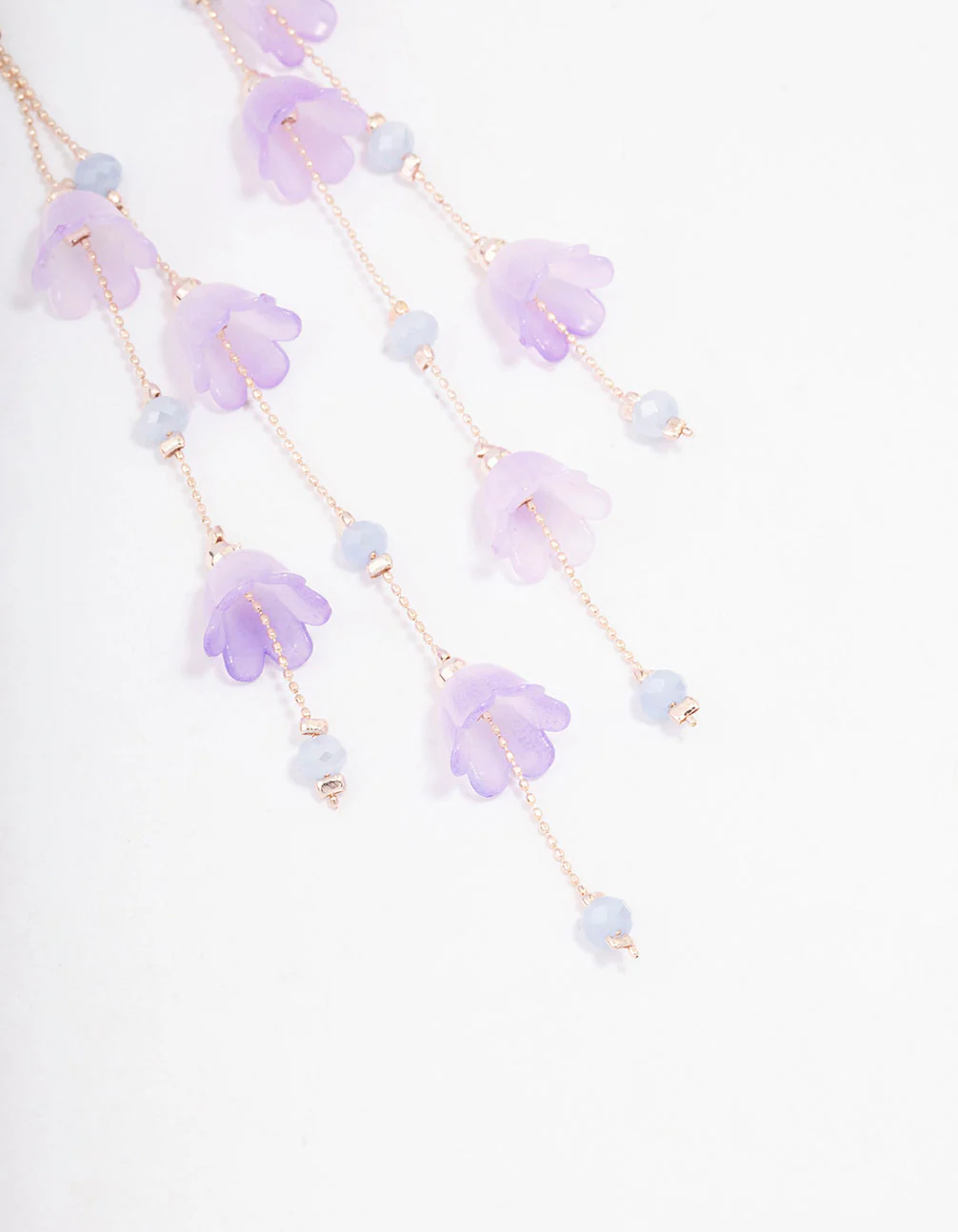 Rose Gold Lilac Butterfly Ombre Drop Earrings - Image 3