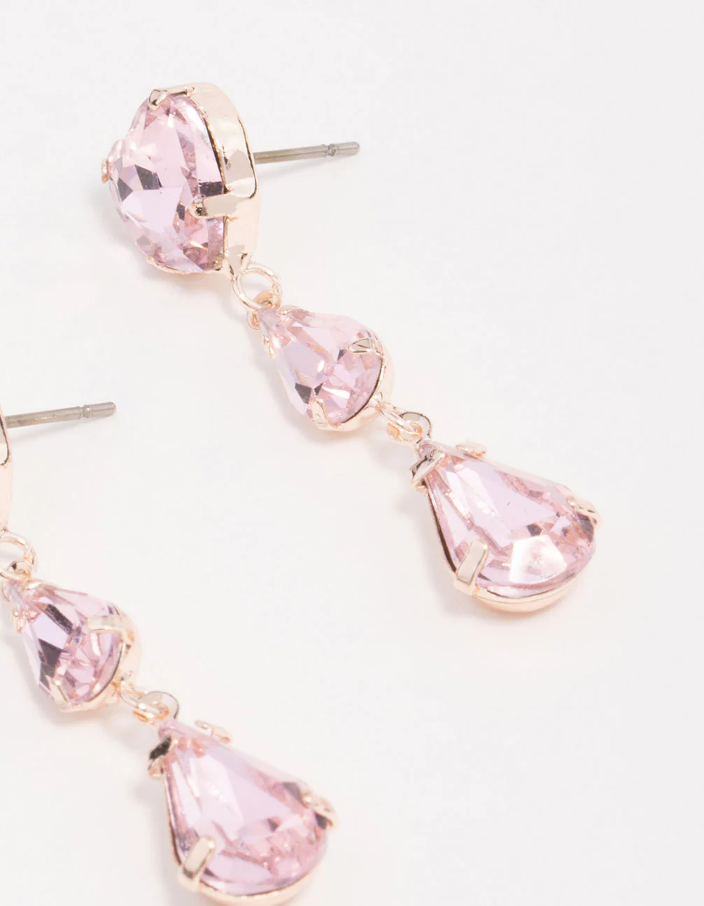 Rose Gold Lilac Heart Stone Drop Earrings - Image 3