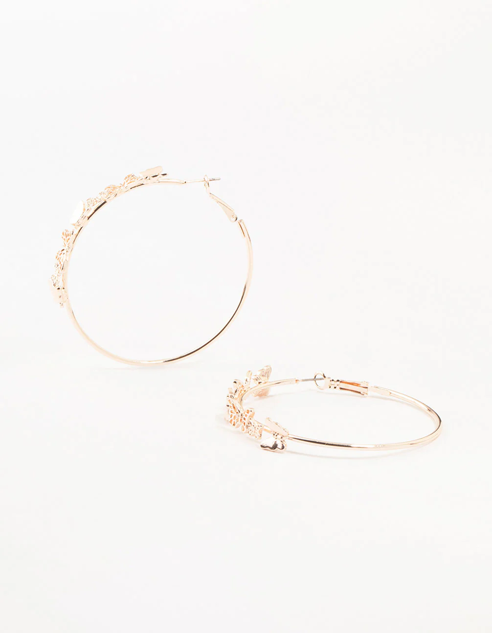 Rose Gold Mini Butterfly Hoop Earrings