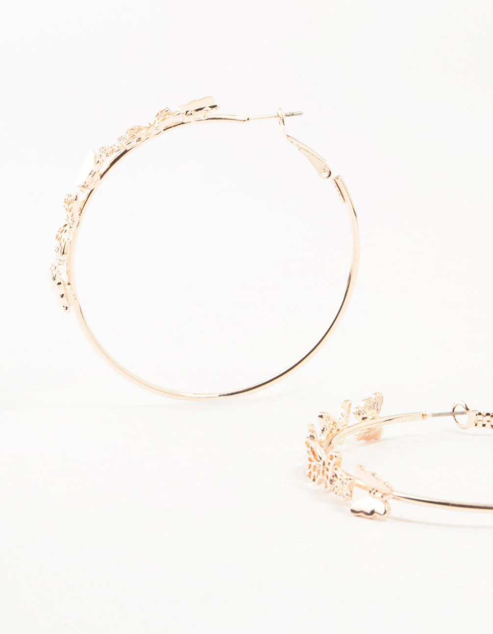 Rose Gold Mini Butterfly Hoop Earrings - Image 2