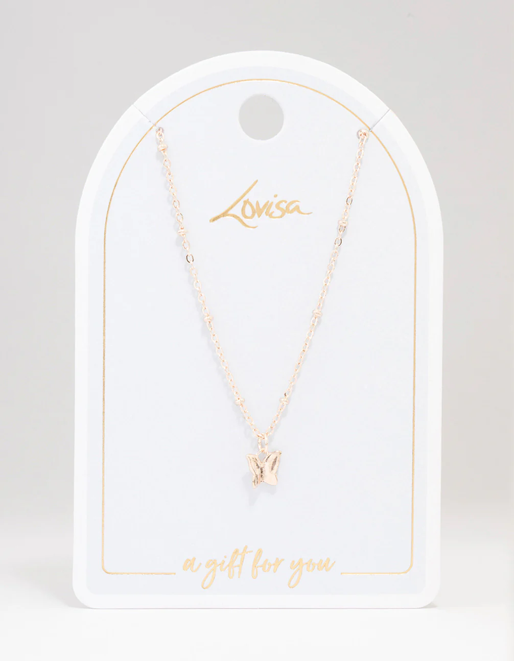 Rose Gold Mini Butterfly Pendant Necklace - Image 2