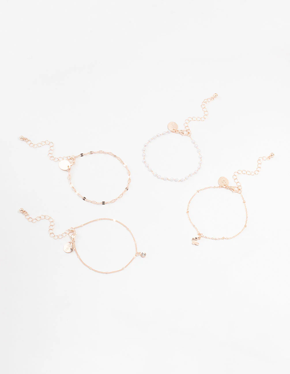 Rose Gold Mixed Butterfly Charm Bracelets 4-Pack