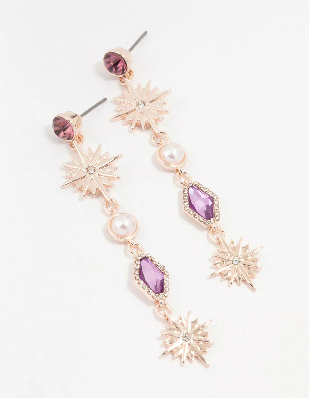 Rose Gold Mixed Pink Celestial Drop Earrings