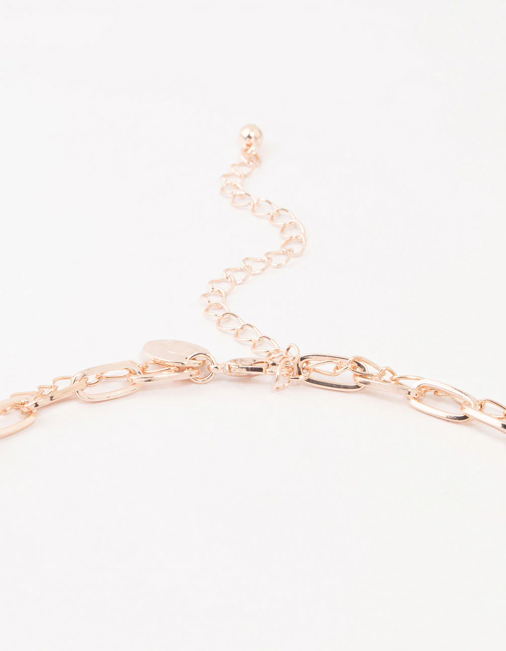 Rose Gold Plated Molten Disc Drop Layered Necklace - Image 3