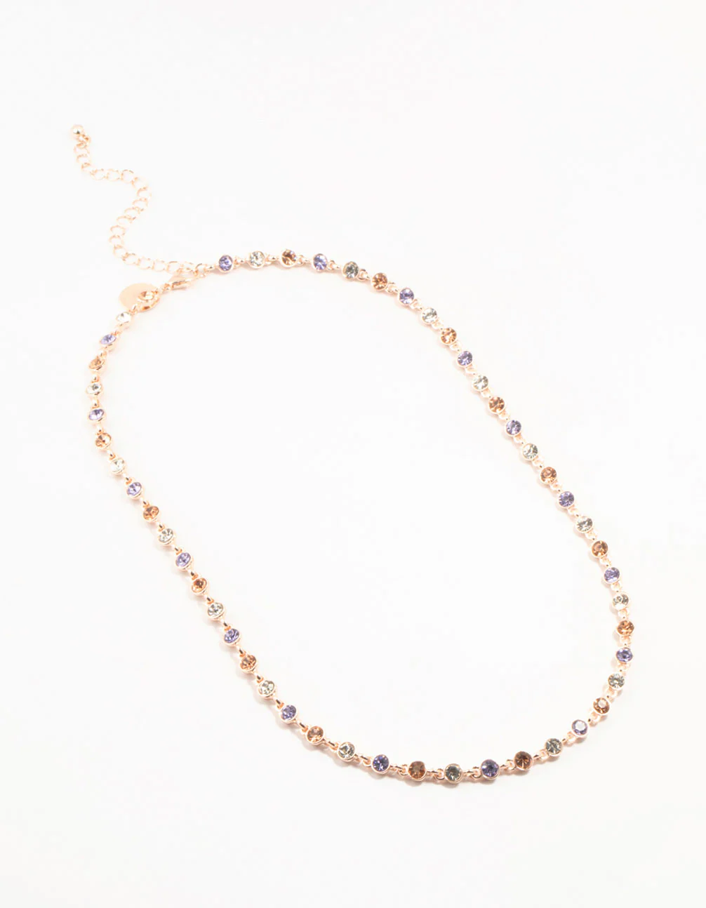 Rose Gold Multi Coloured Stone Short Necklace - Image 2