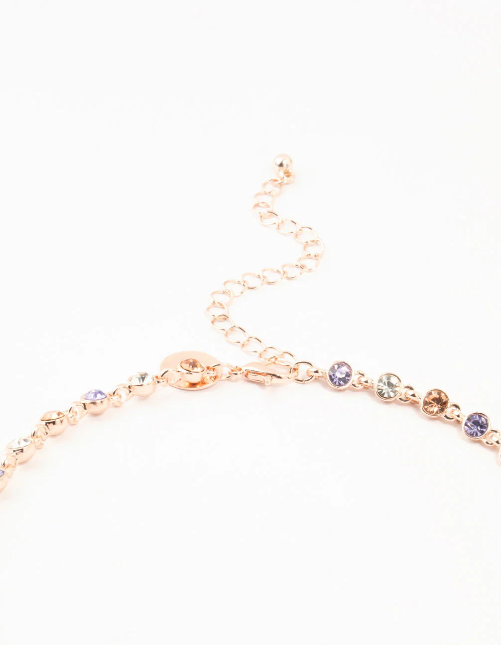 Rose Gold Multi Coloured Stone Short Necklace - Image 3