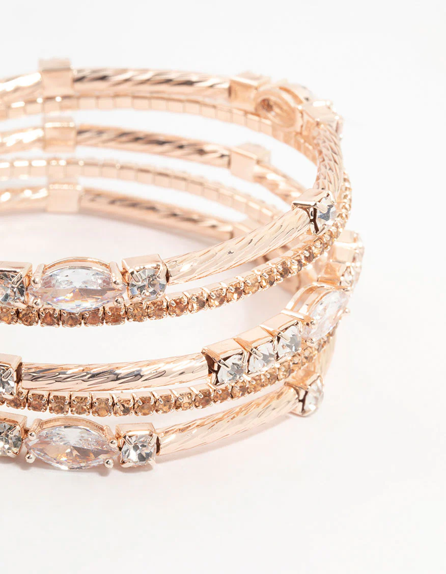 Rose Gold Layered Diamante Wrist Cuff - Image 2