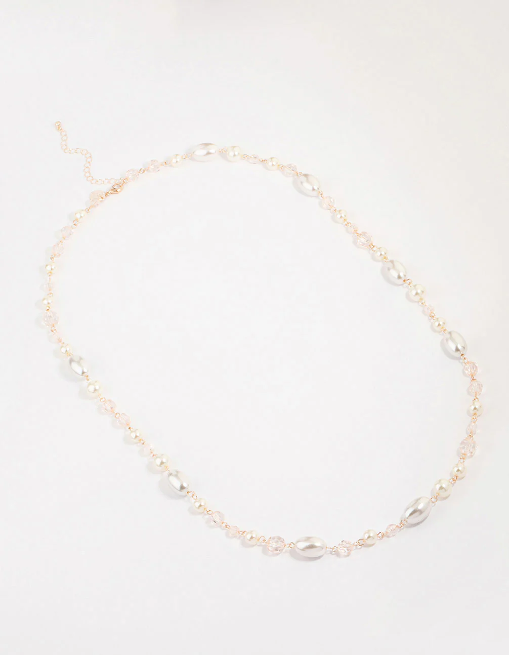 Rose Gold Pearl Beaded Long Necklace - Image 4