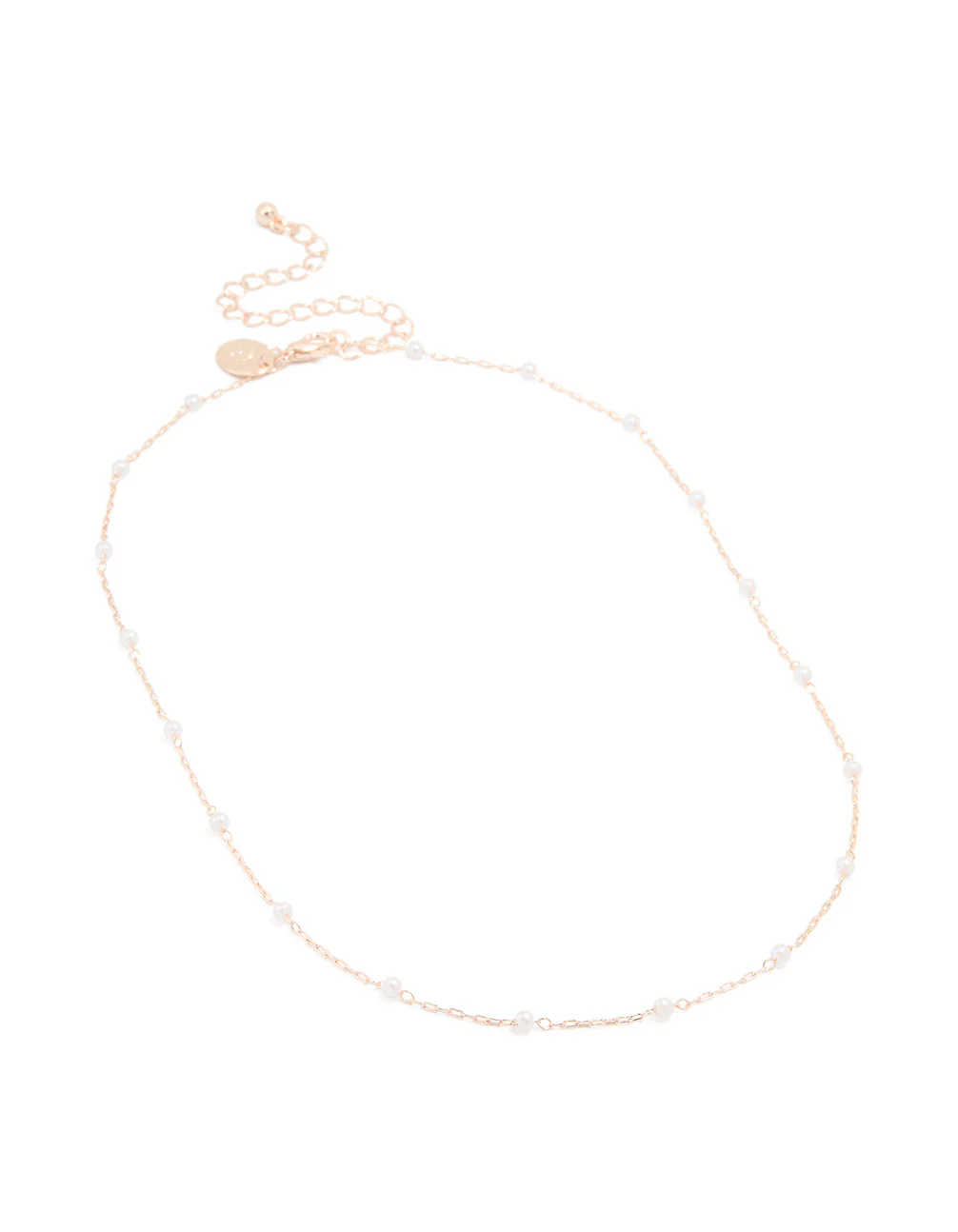 Rose Gold Pearl Fine Station Necklace - Image 2