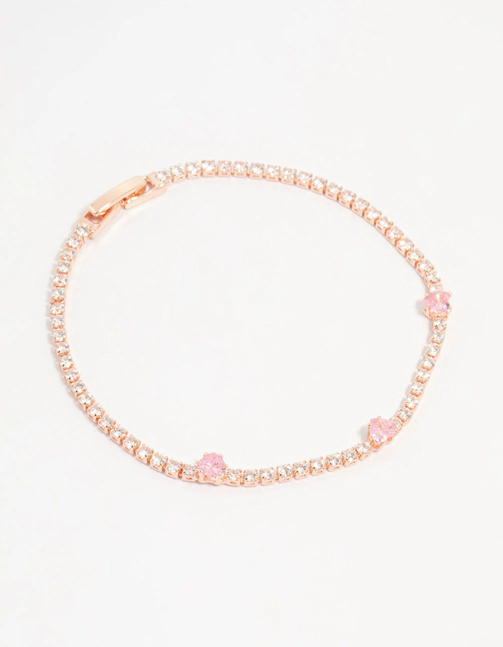 Rose Gold Pink Cubic Zirconia Heart Bracelet