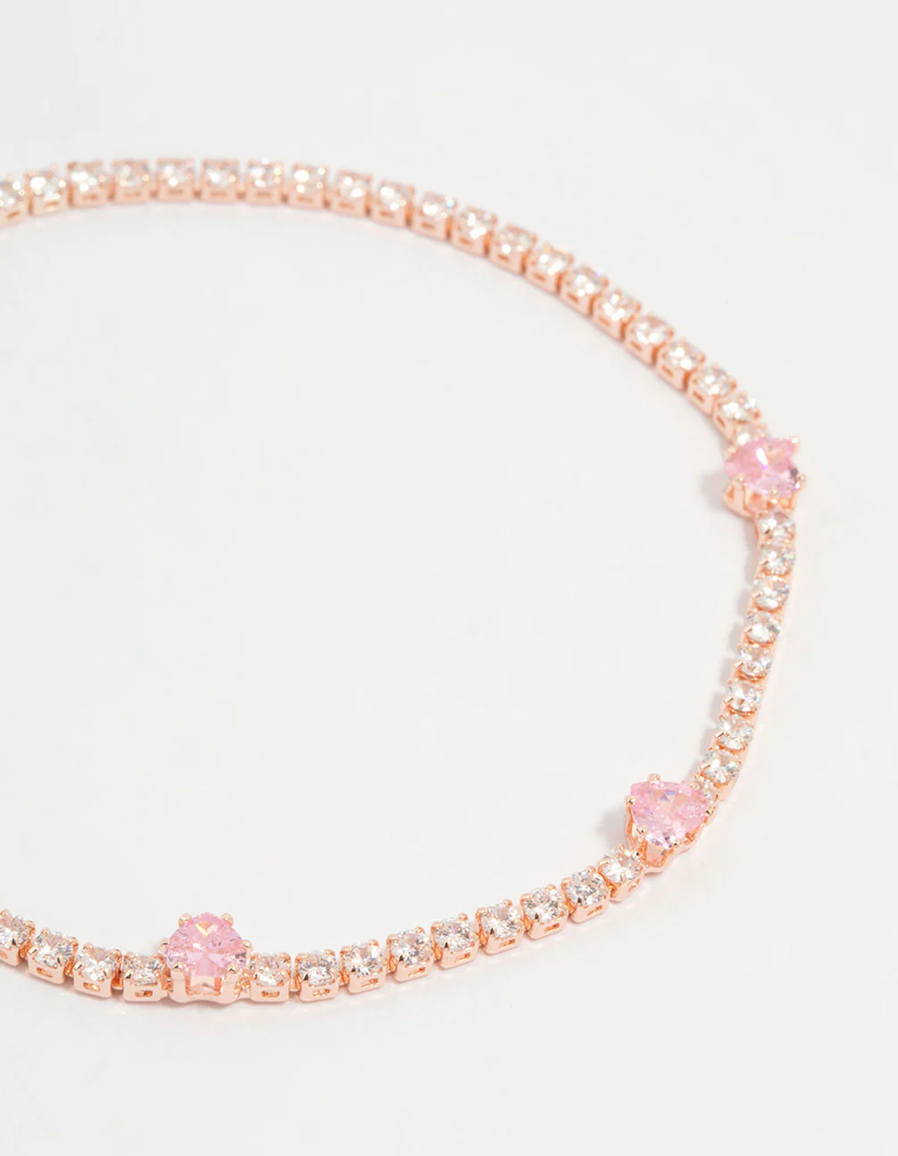 Rose Gold Pink Cubic Zirconia Heart Bracelet - Image 2