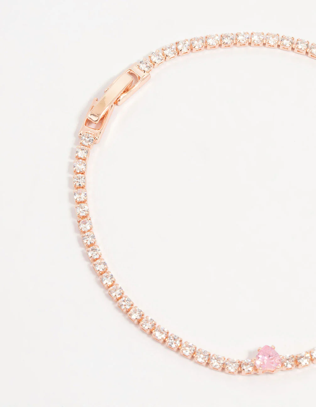 Rose Gold Pink Cubic Zirconia Heart Bracelet - Image 3