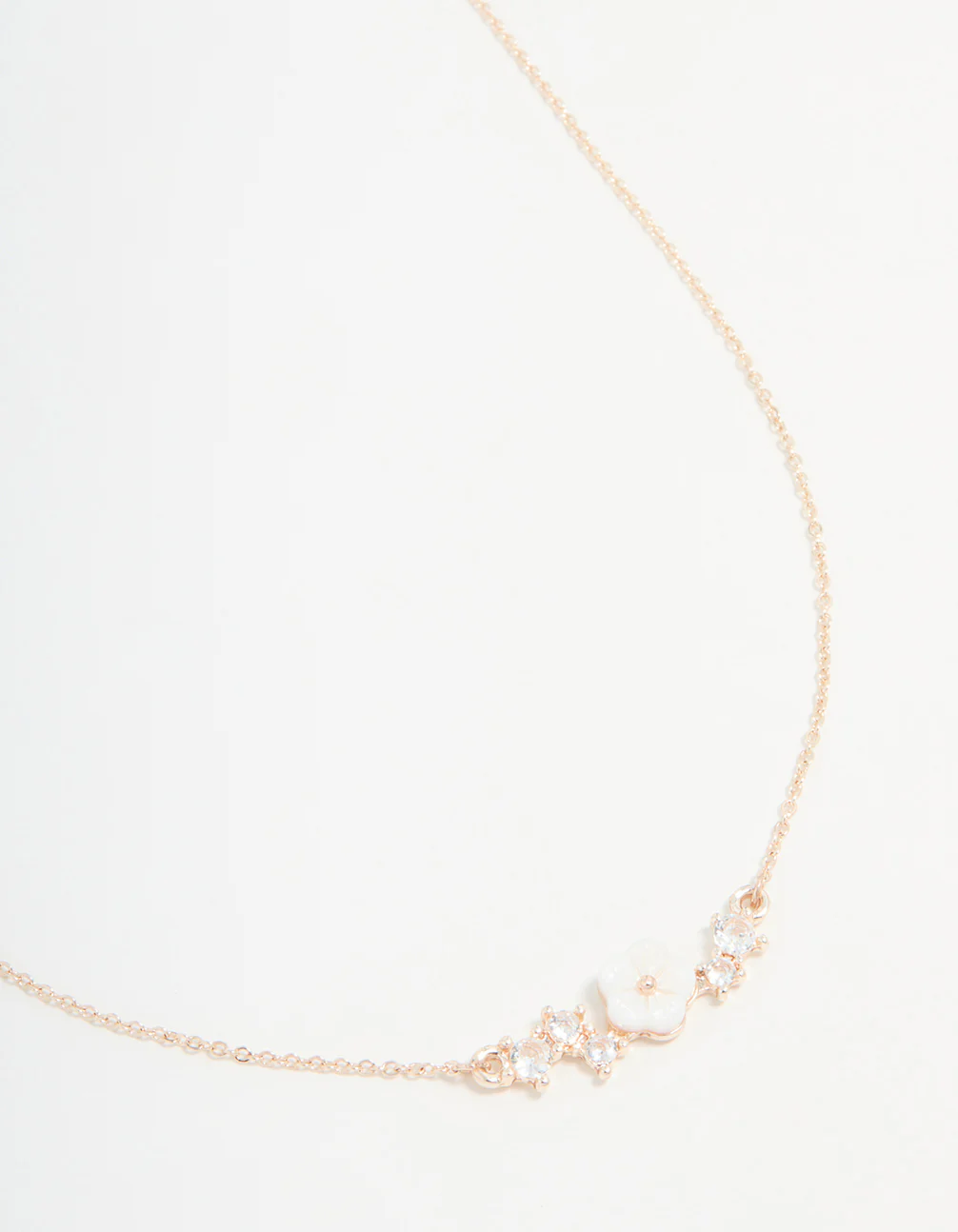 Rose Gold Plated Cubic Zirconia Flower Pendant Necklace