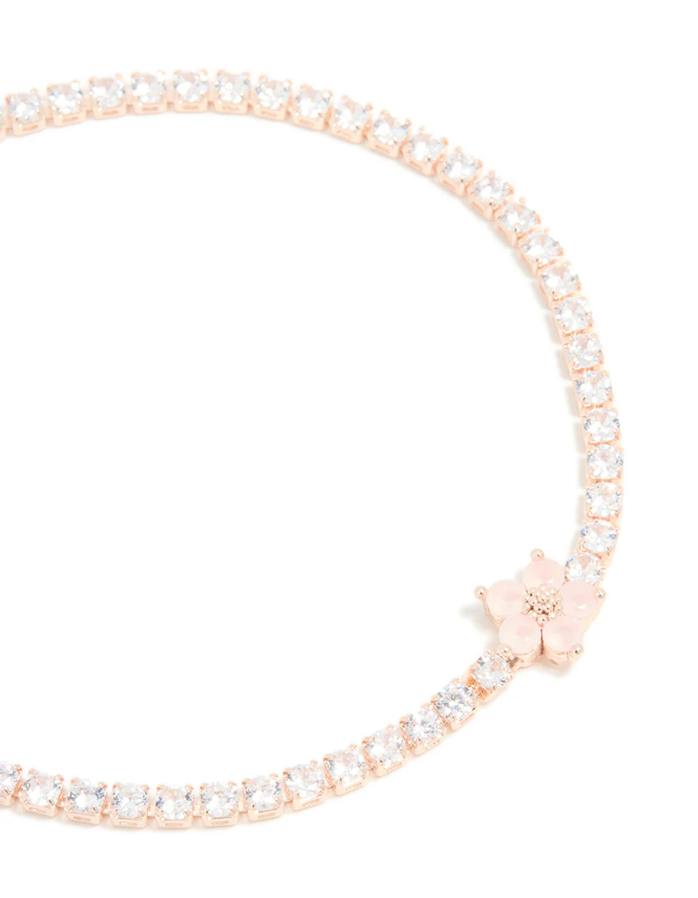 Rose Gold Plated Cubic Zirconia Flower Tennis Bracelet - Image 3