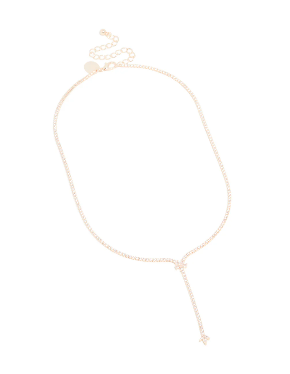 Rose Gold Plated Cubic Zirconia Flower Y-Necklace - Image 3