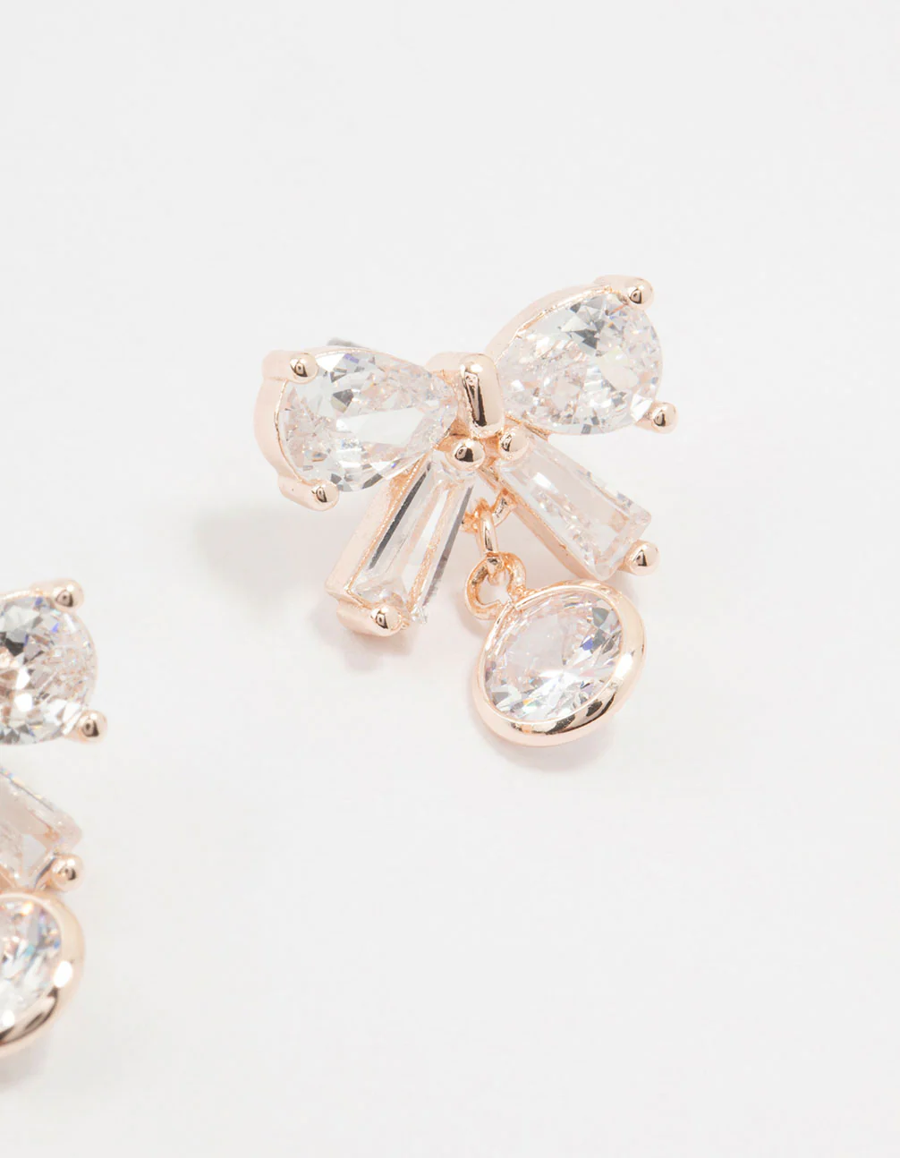 Rose Gold Plated Cubic Zirconia & Round Drop Earrings - Image 3