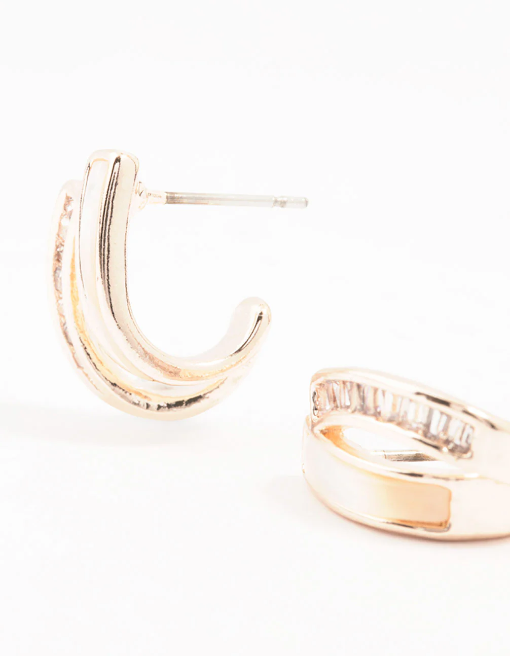 Rose Gold Plated Double Cubic Zirconia & Mother Of Pearl Jacket Earrings - Image 2