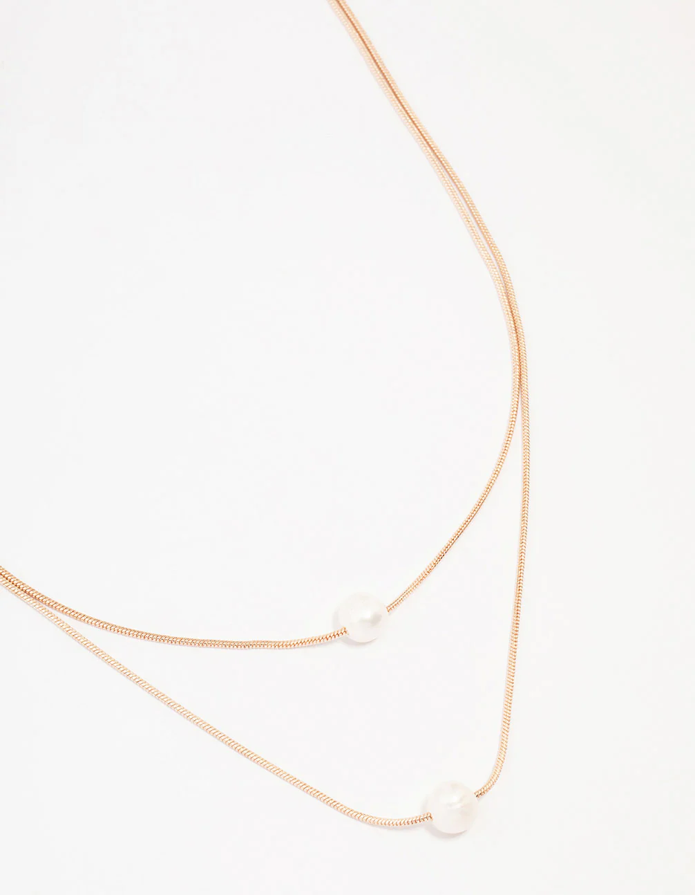 Rose Gold Plated Double Layer Single Pearl Necklace