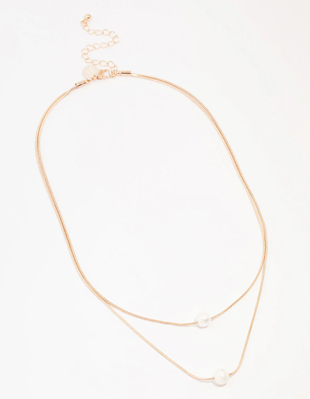 Rose Gold Plated Double Layer Single Pearl Necklace - Image 2