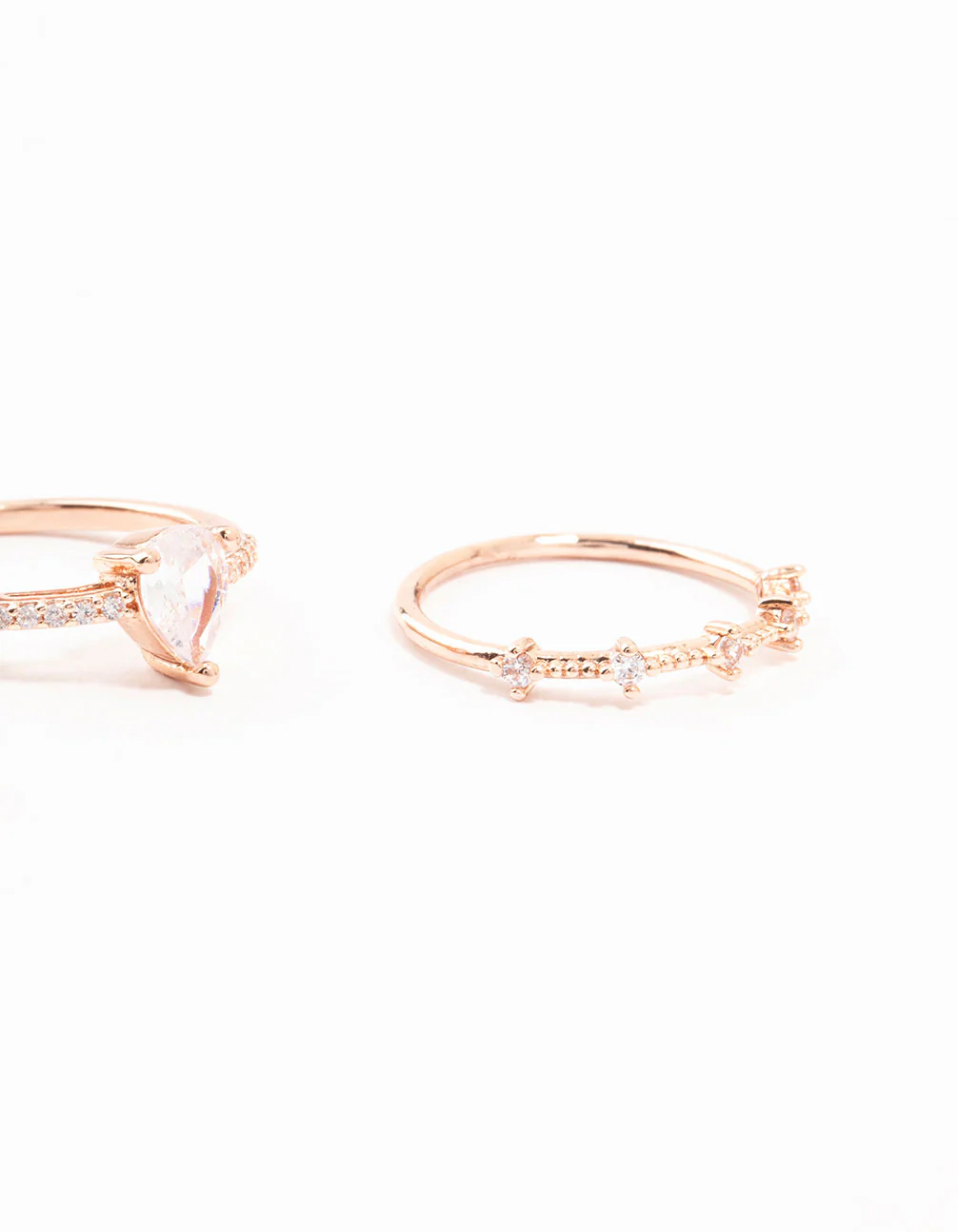 Rose Gold Plated Elegant Pear Stacking Rings 3-Pack - Image 3