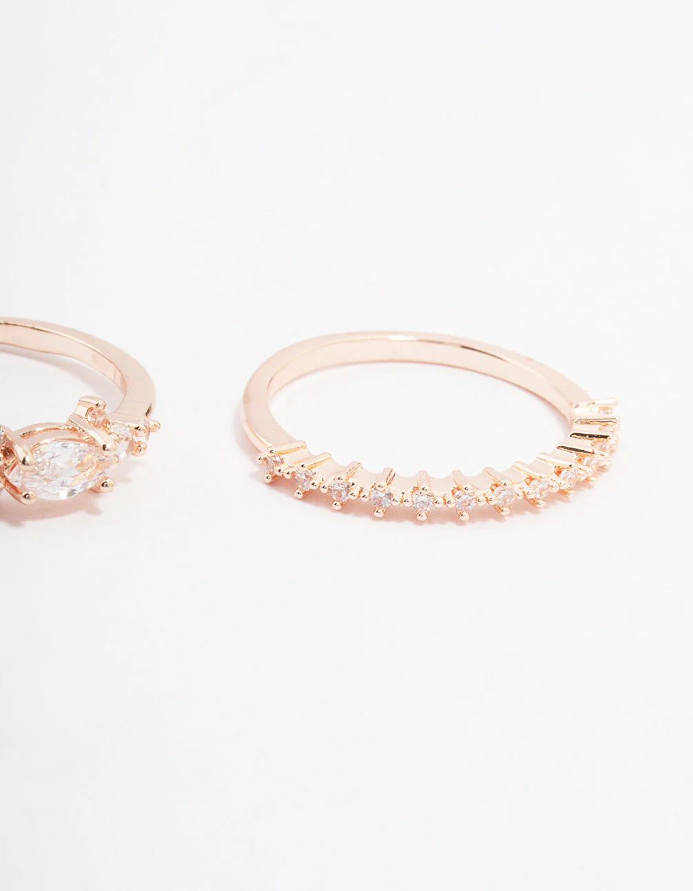 Rose Gold Plated Fine Marquise Stacking Ring 3-Pack - Image 3