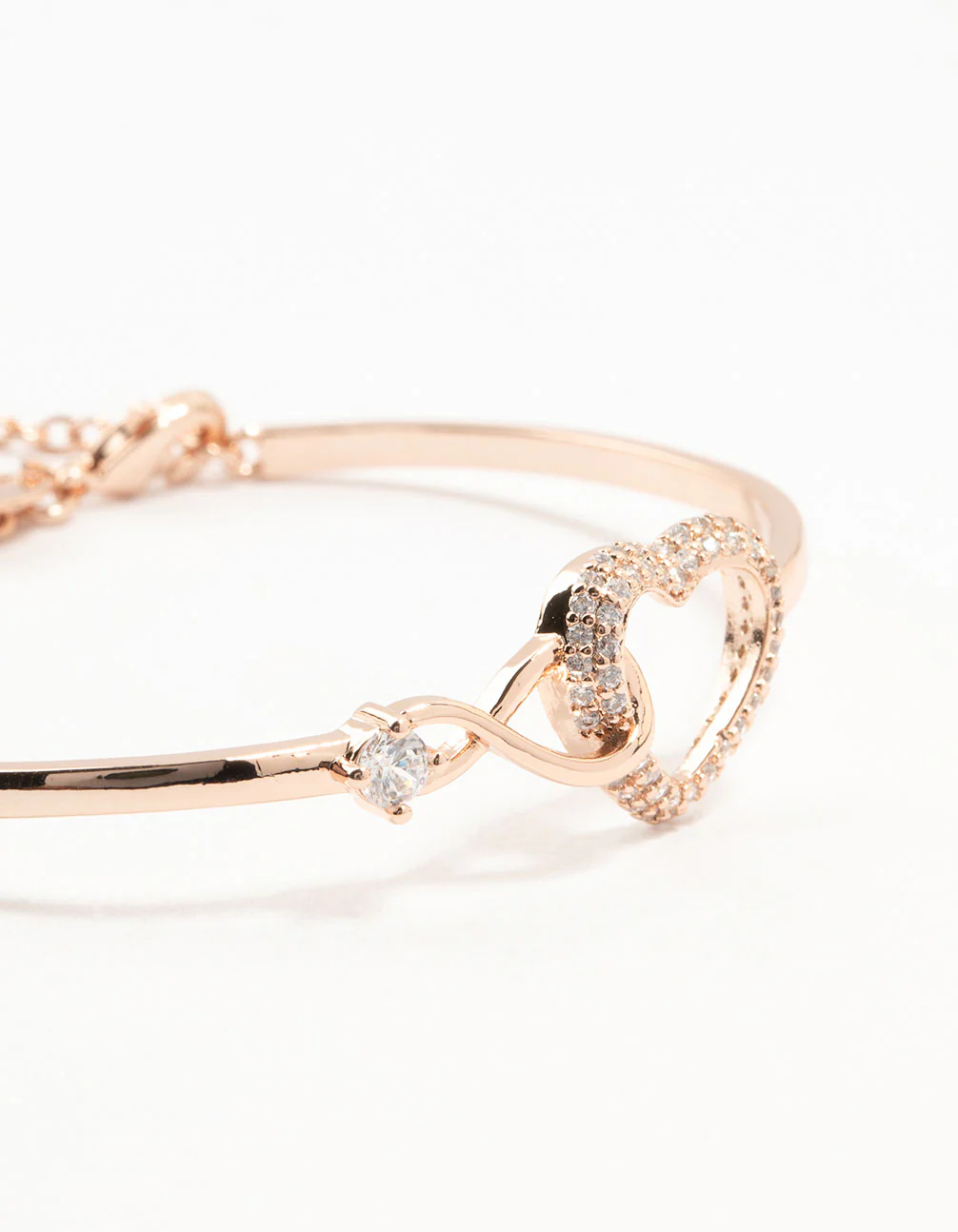 Rose Gold Plated Infinity Heart Wrist Cuff - Image 2