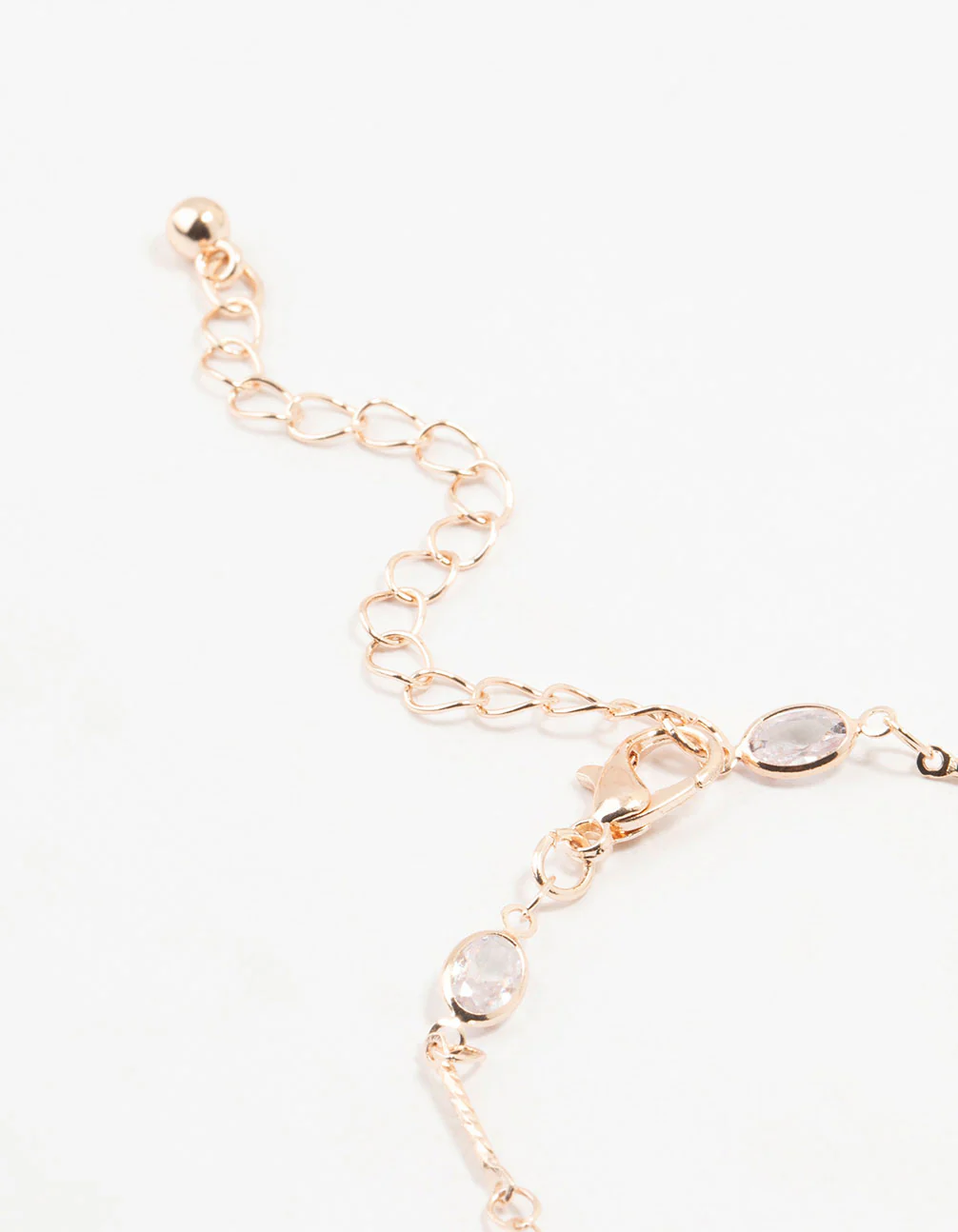 Rose Gold Plated Oval Cubic Zirconia Station Bracelet - Image 3