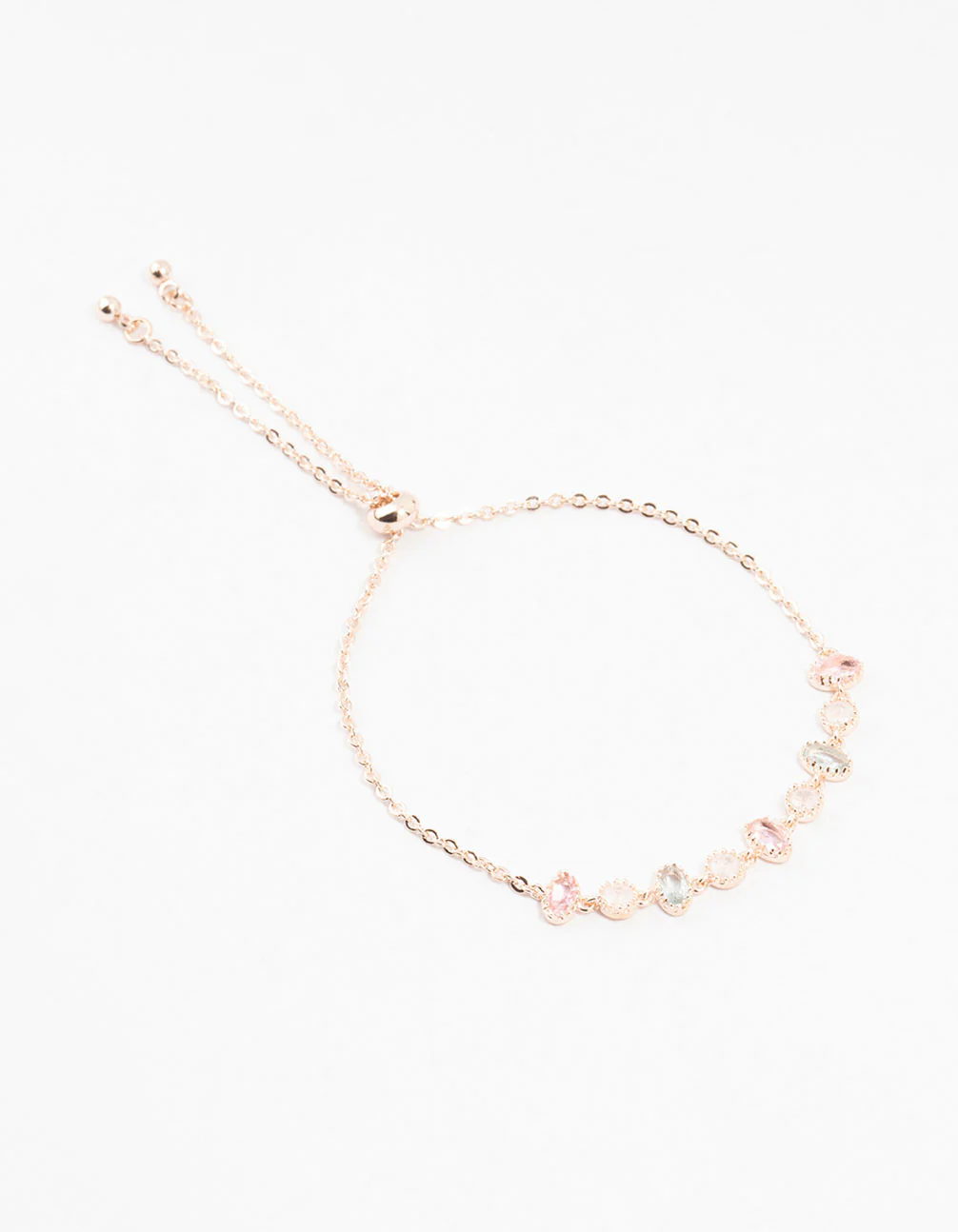 Rose Gold Plated Oval & Round Stone Bracelet