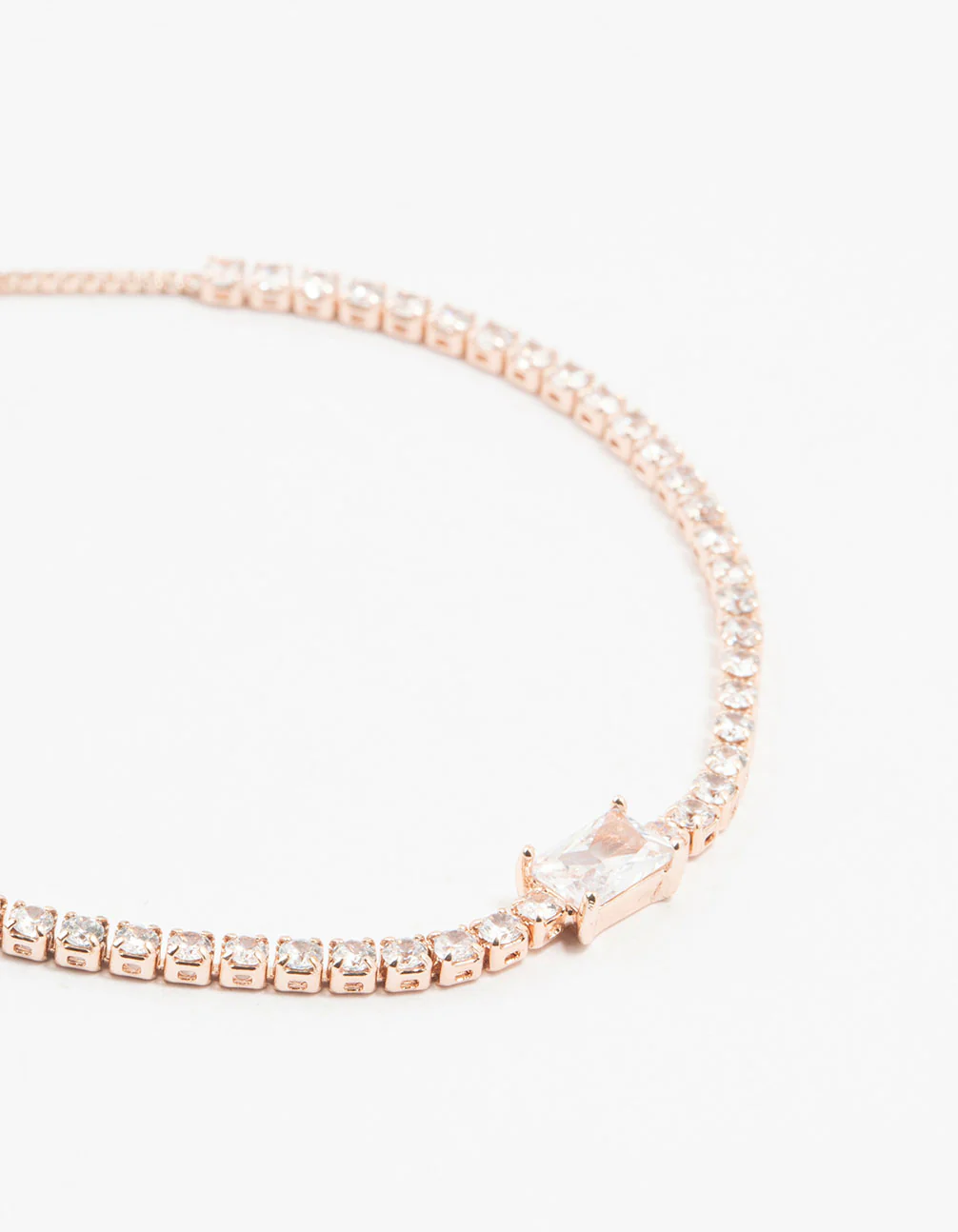 Rose Gold Plated Pave & Baguette Cubic Zirconia Bracelet - Image 2