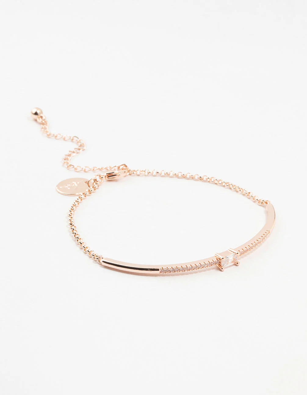 Rose Gold Plated Pave Baguette Cut Wrist Cuff