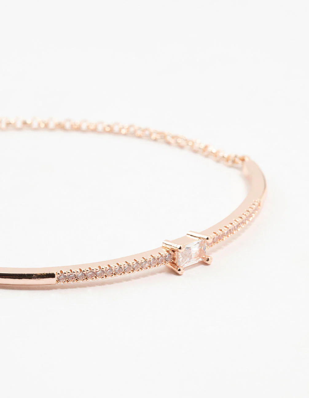 Rose Gold Plated Pave Baguette Cut Wrist Cuff - Image 2