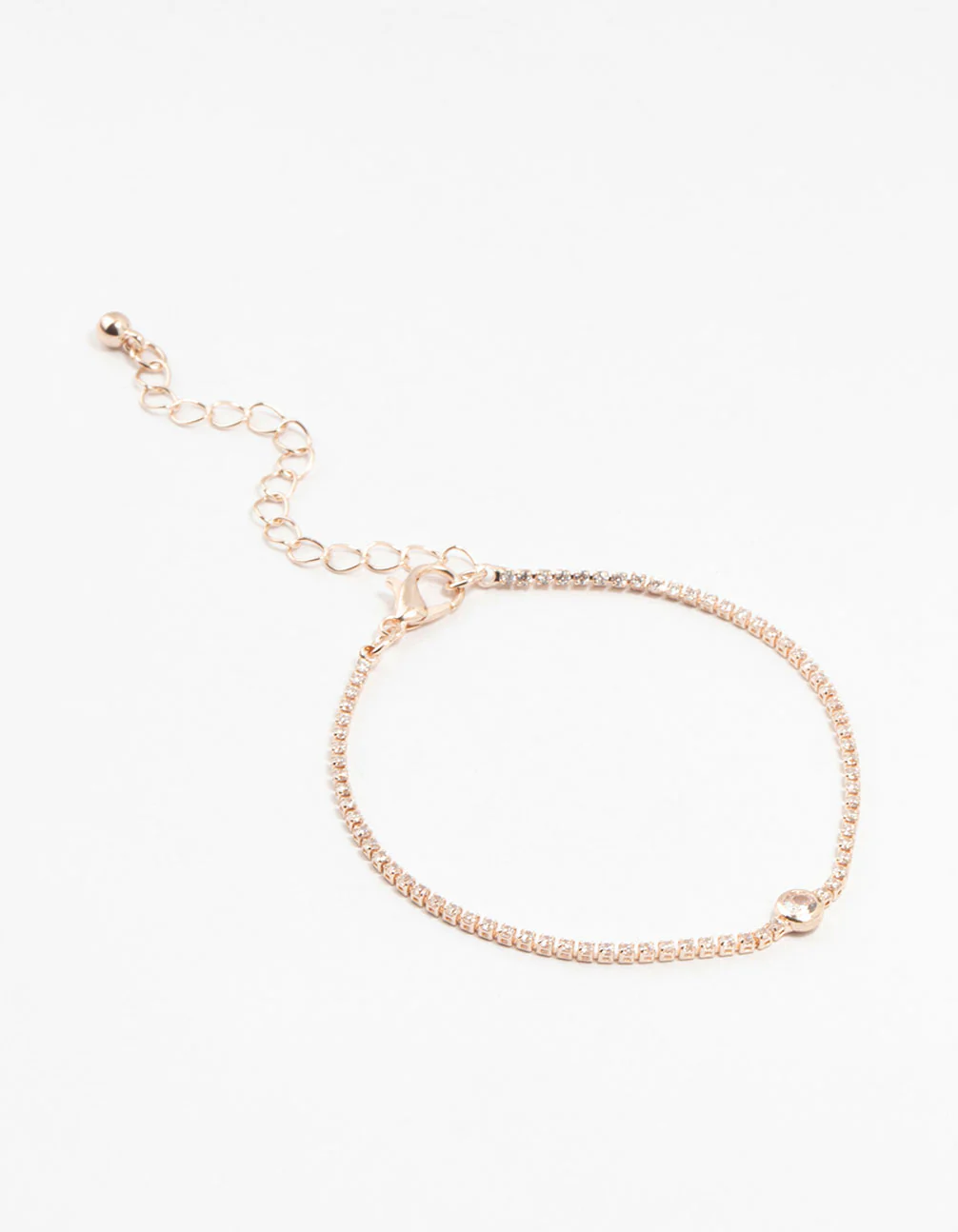 Rose Gold Plated Pave & Round Cubic Zirconia Bracelet