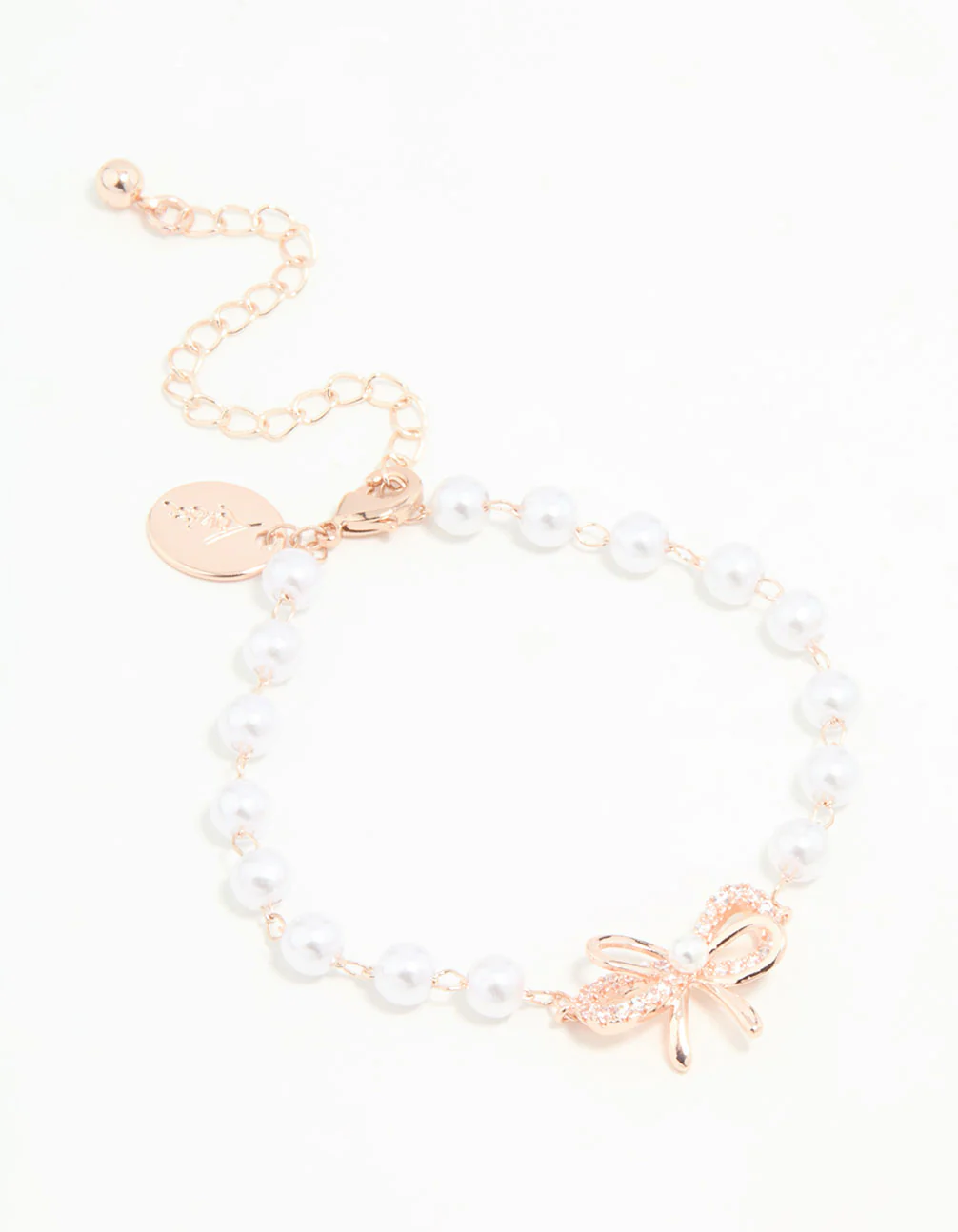 Rose Gold Plated Pearl Double Bow Bracelet