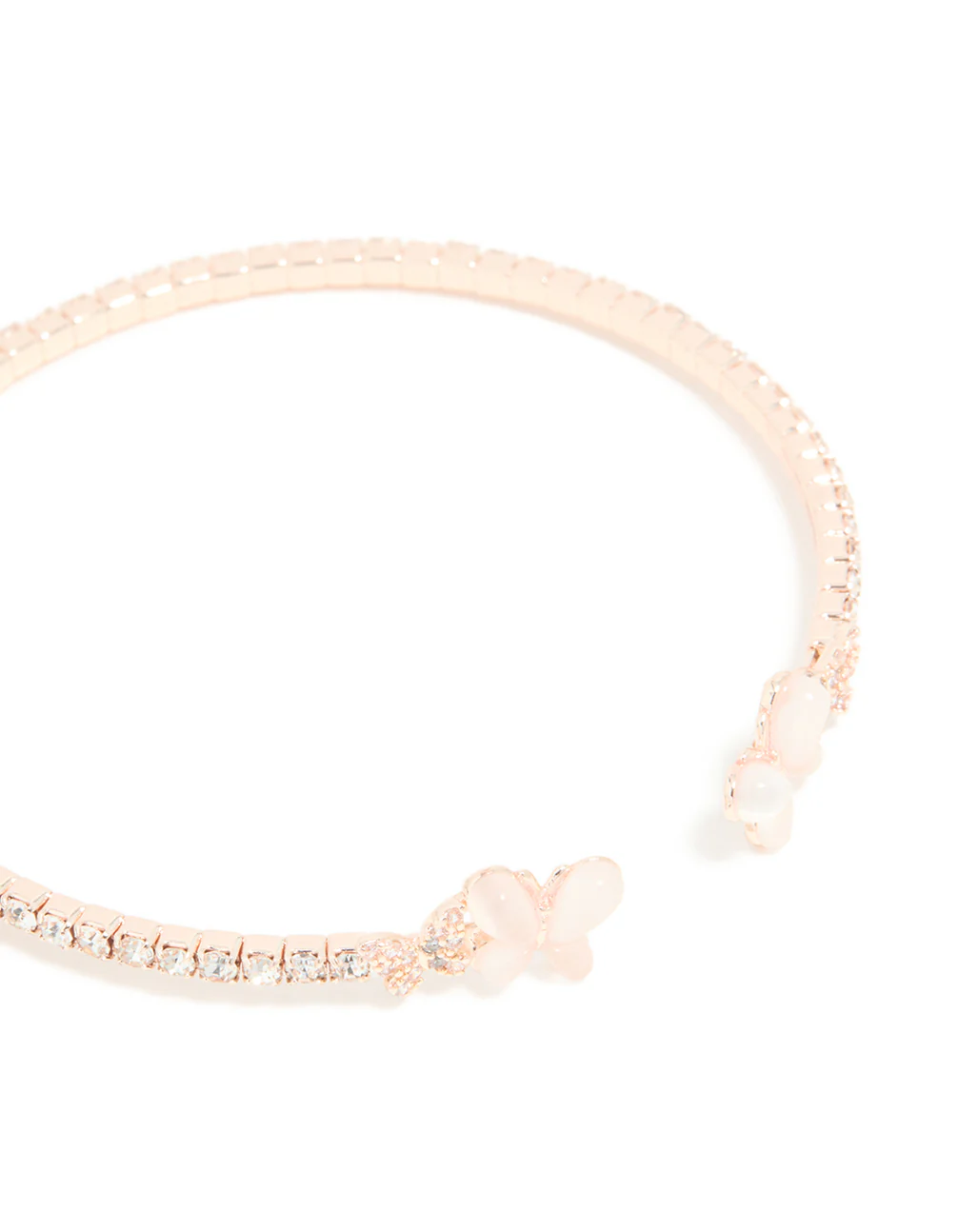 Rose Gold Plated Pink Cubic Zirconia Butterfly Tennis Wrist Cuff - Image 3