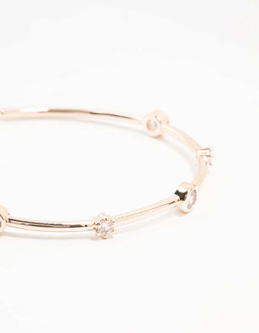 Rose Gold Plated Station Round Cubic Zirconia Wrist Cuff - Image 2