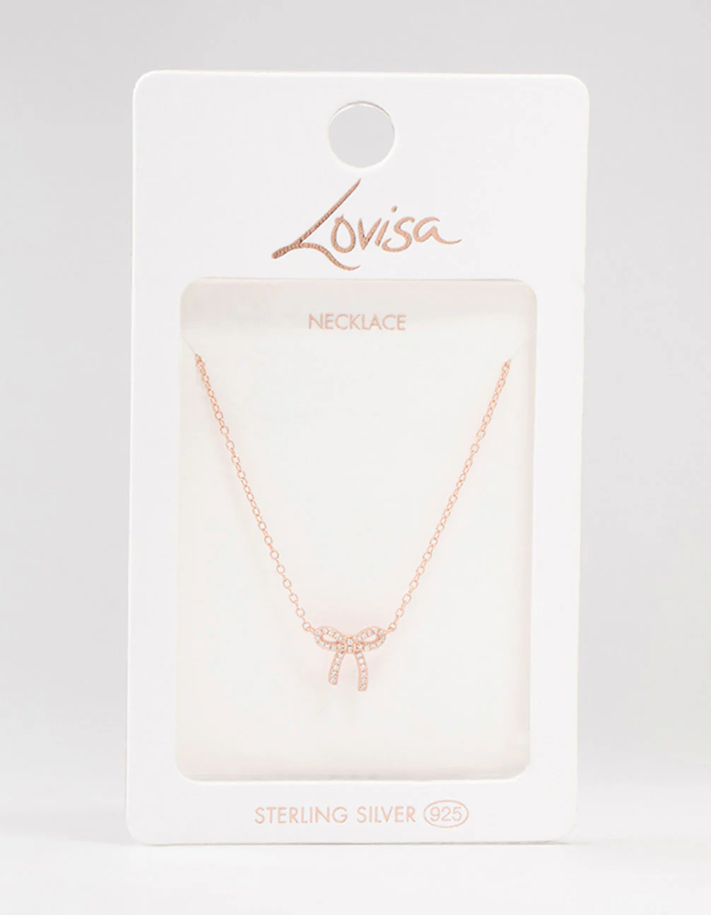 Rose Gold Plated Sterling Silver Cubic Zirconia Bow Necklace - Image 3