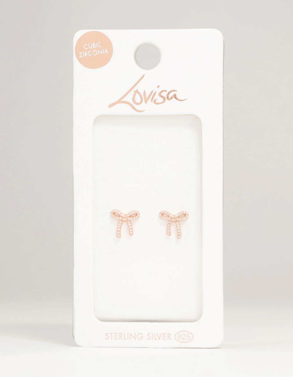 Rose Gold Plated Sterling Silver Cubic Zirconia Bow Stud Earrings - Image 5