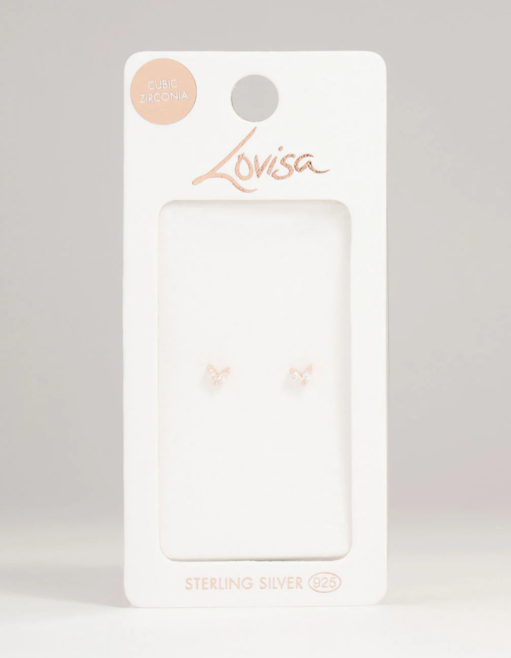 Rose Gold Plated Sterling Silver Cubic Zirconia Dolphin Tail Stud Earrings - Image 5