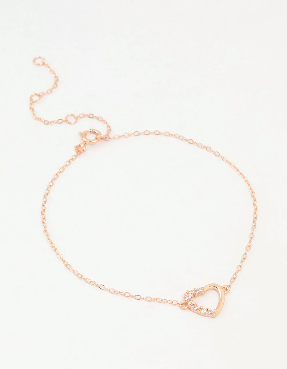 Rose Gold Plated Sterling Silver Cubic Zirconia Heart Bracelet
