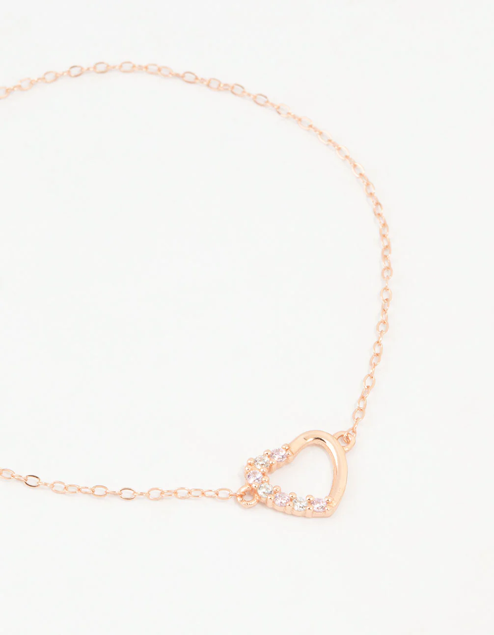 Rose Gold Plated Sterling Silver Cubic Zirconia Heart Bracelet - Image 2